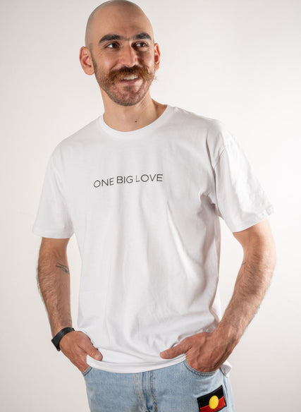 AṈBU - COTTON SHORT SLEEVE TEE IN WHITE - ONE BIG LOVE