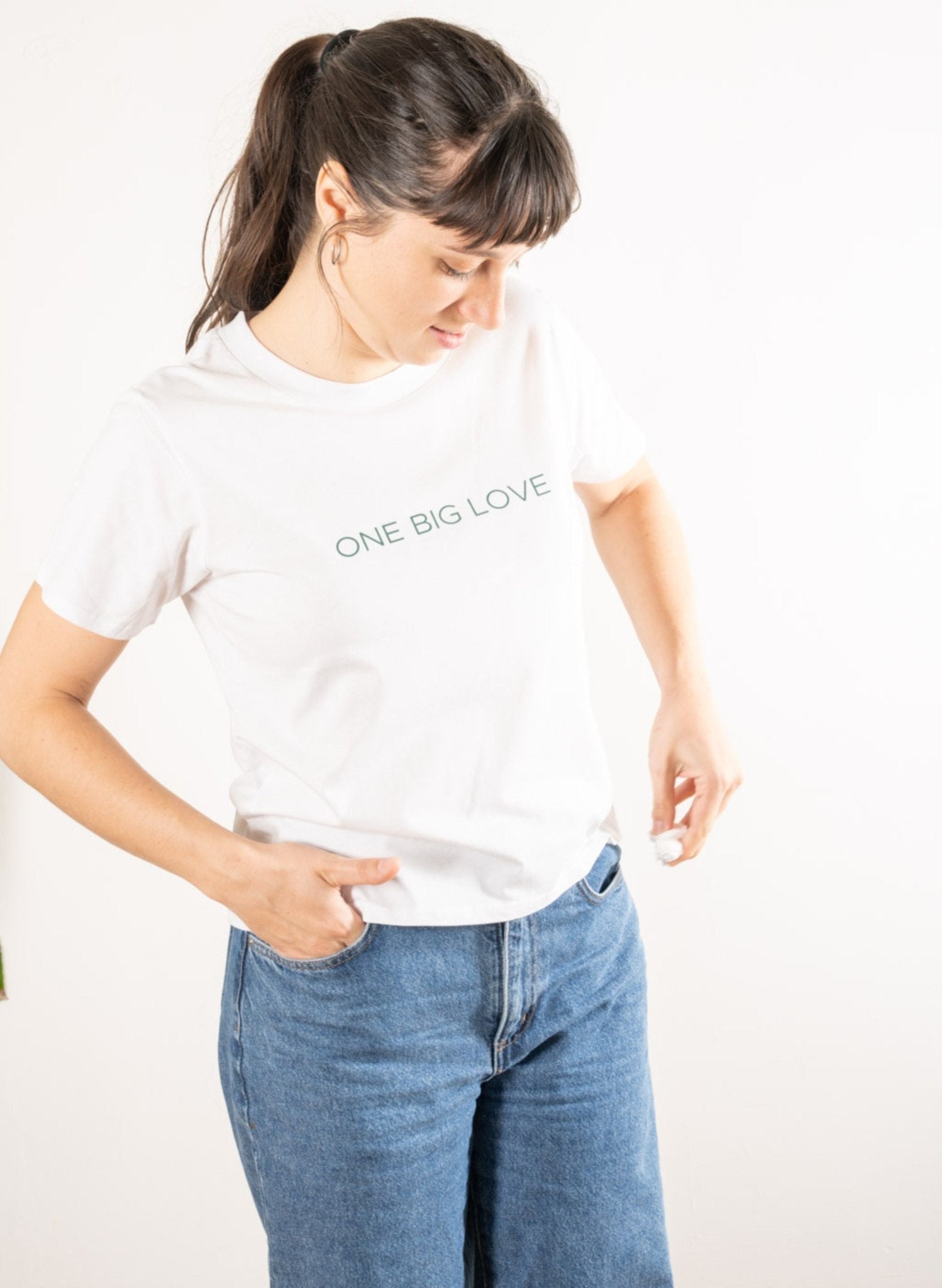 Amor - Cotton Short Sleeve Tee in White - ONE BIG LOVE