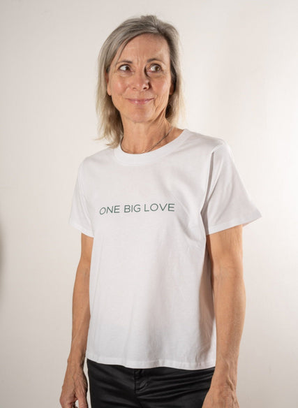 Amor - Cotton Short Sleeve Tee in White - ONE BIG LOVE